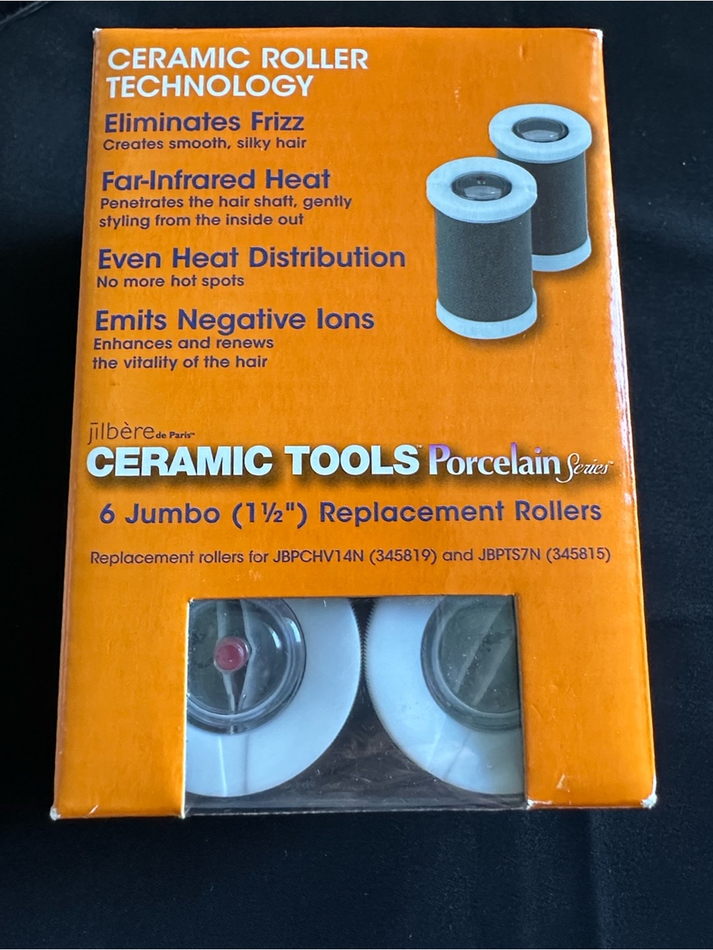 Jilbere de Paris NIB replacement ceramic rollers. 6 Jumbo 1-1/2” rollers